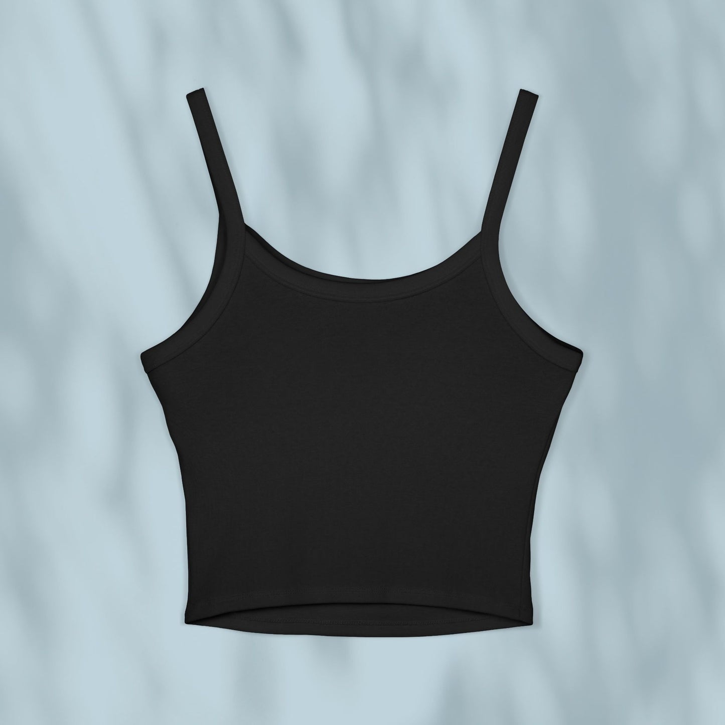 Black tank top on a light gray background