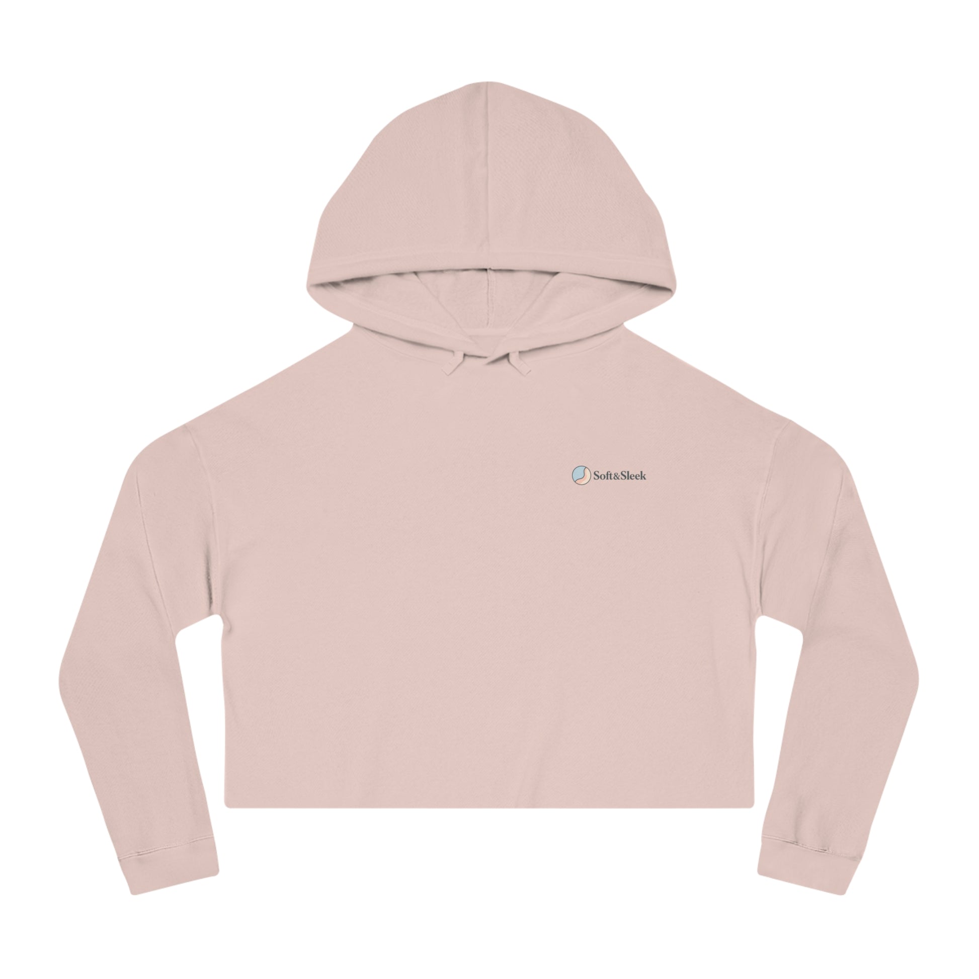 Pink cropped hoodie on a white background