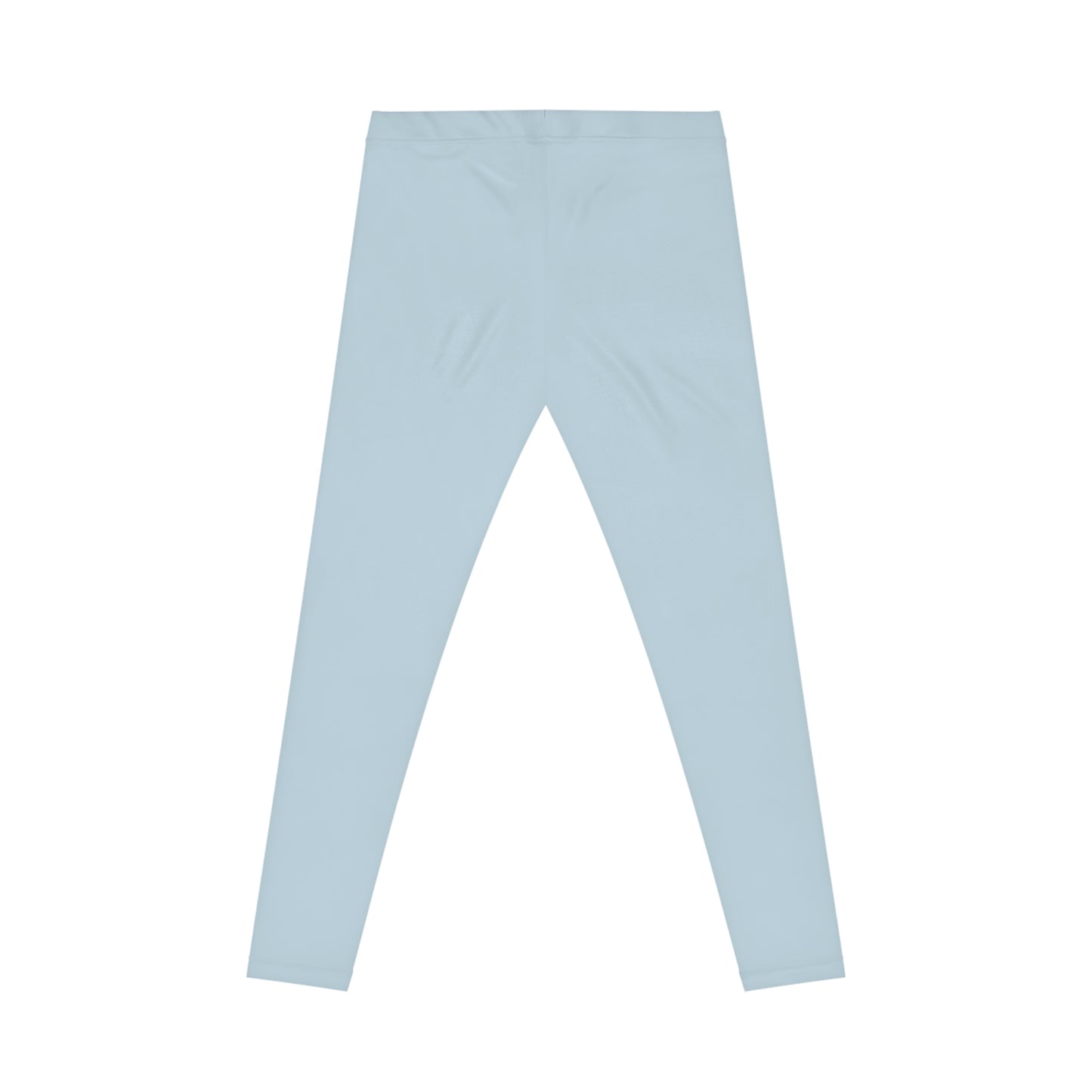 Flat lay rear view of light blue Soft & Sleek leggings with minimal seam detailing