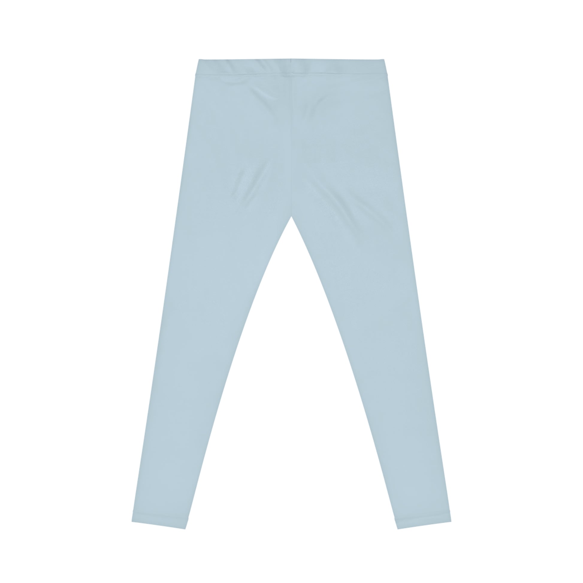 Flat lay rear view of light blue Soft & Sleek leggings with minimal seam detailing