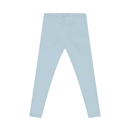 Flat lay rear view of light blue Soft & Sleek leggings with minimal seam detailing