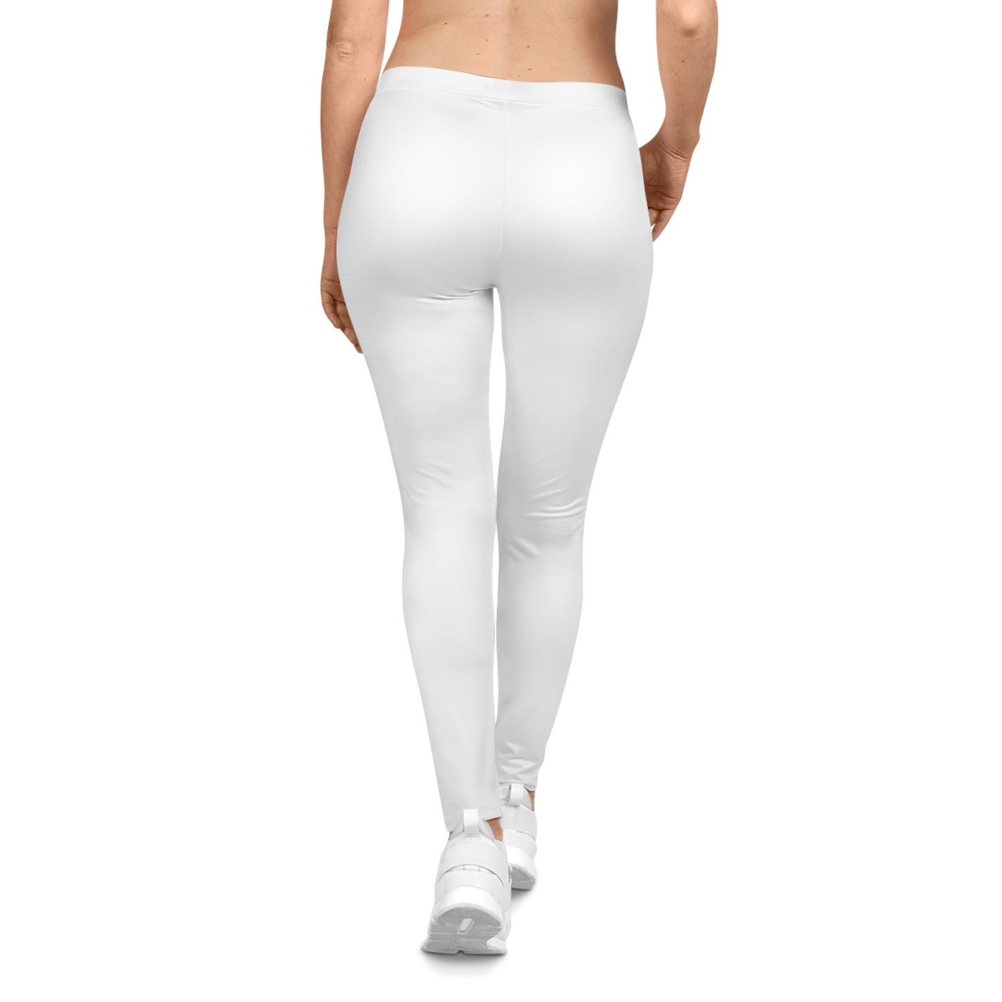 	Rear view of woman in white Soft & Sleek leggings showing full coverage and snug fit