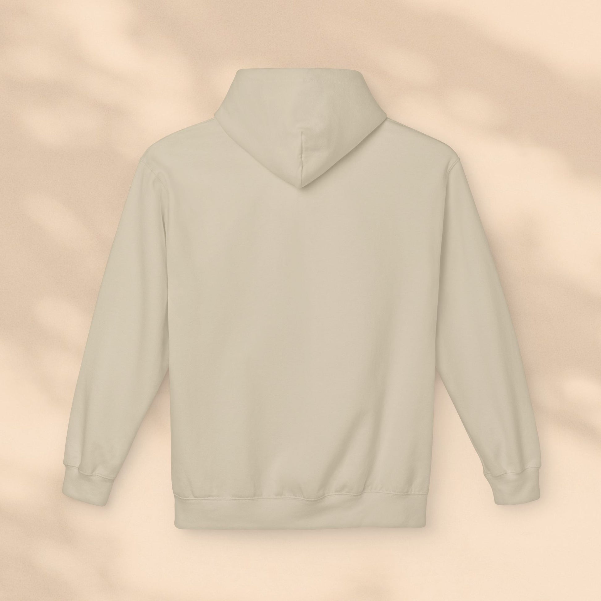 Flat lay rear view of beige Soft & Sleek hoodie