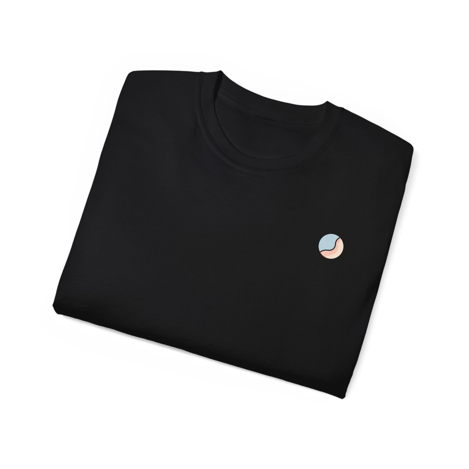 Folded black Soft & Sleek t-shirt with emblem