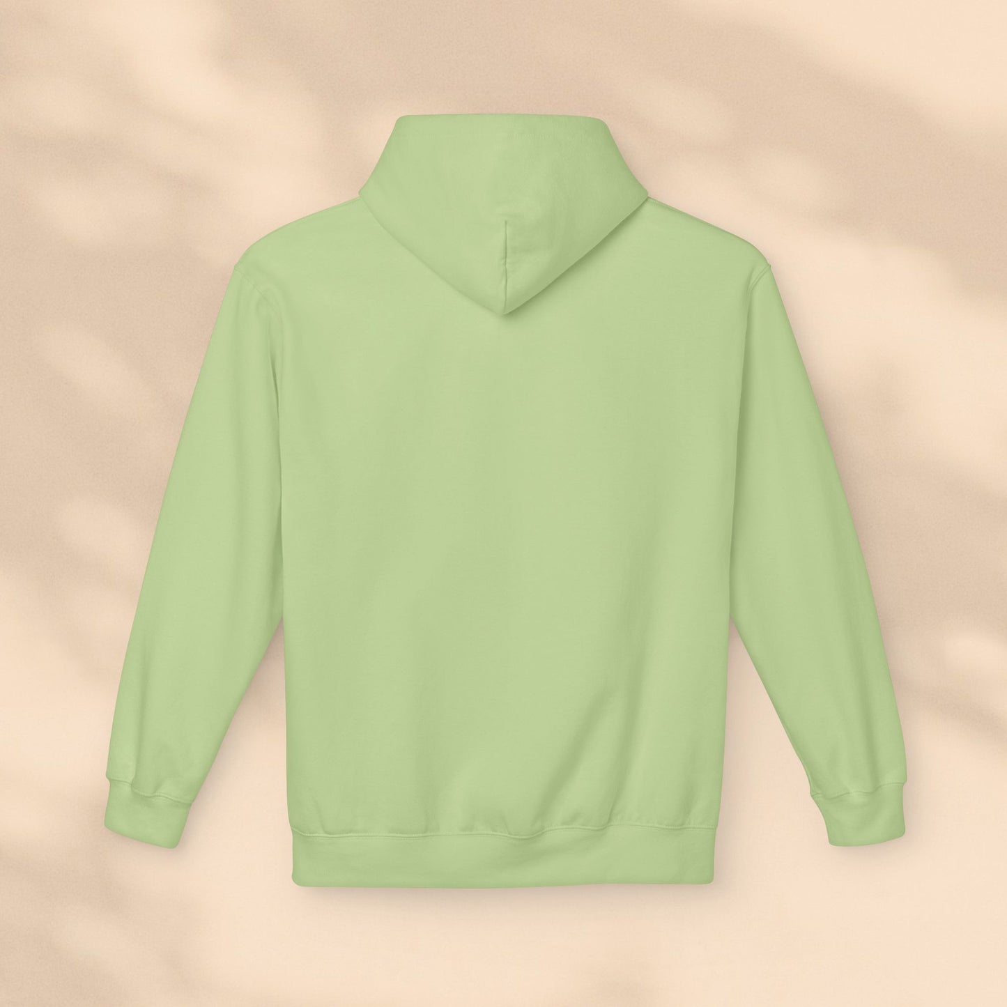 Flat lay rear view of green Soft & Sleek hoodie