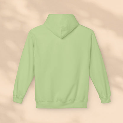 Flat lay rear view of green Soft & Sleek hoodie