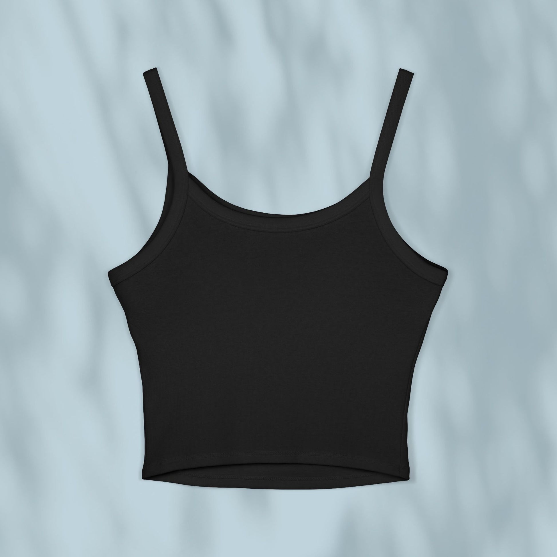 Black tank top on a light gray background