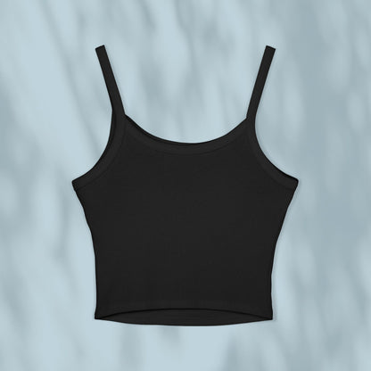 Black tank top on a light gray background