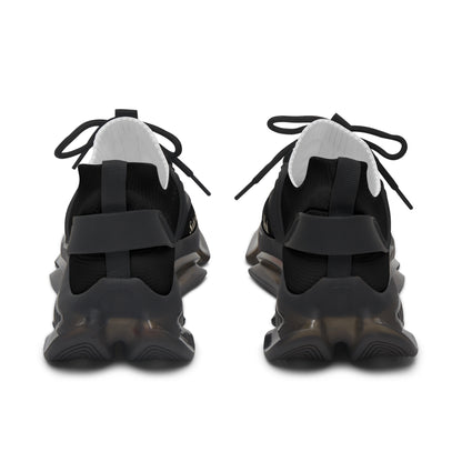 Rear view of black Soft & Sleek trainers showing pull tabs and sole structure.