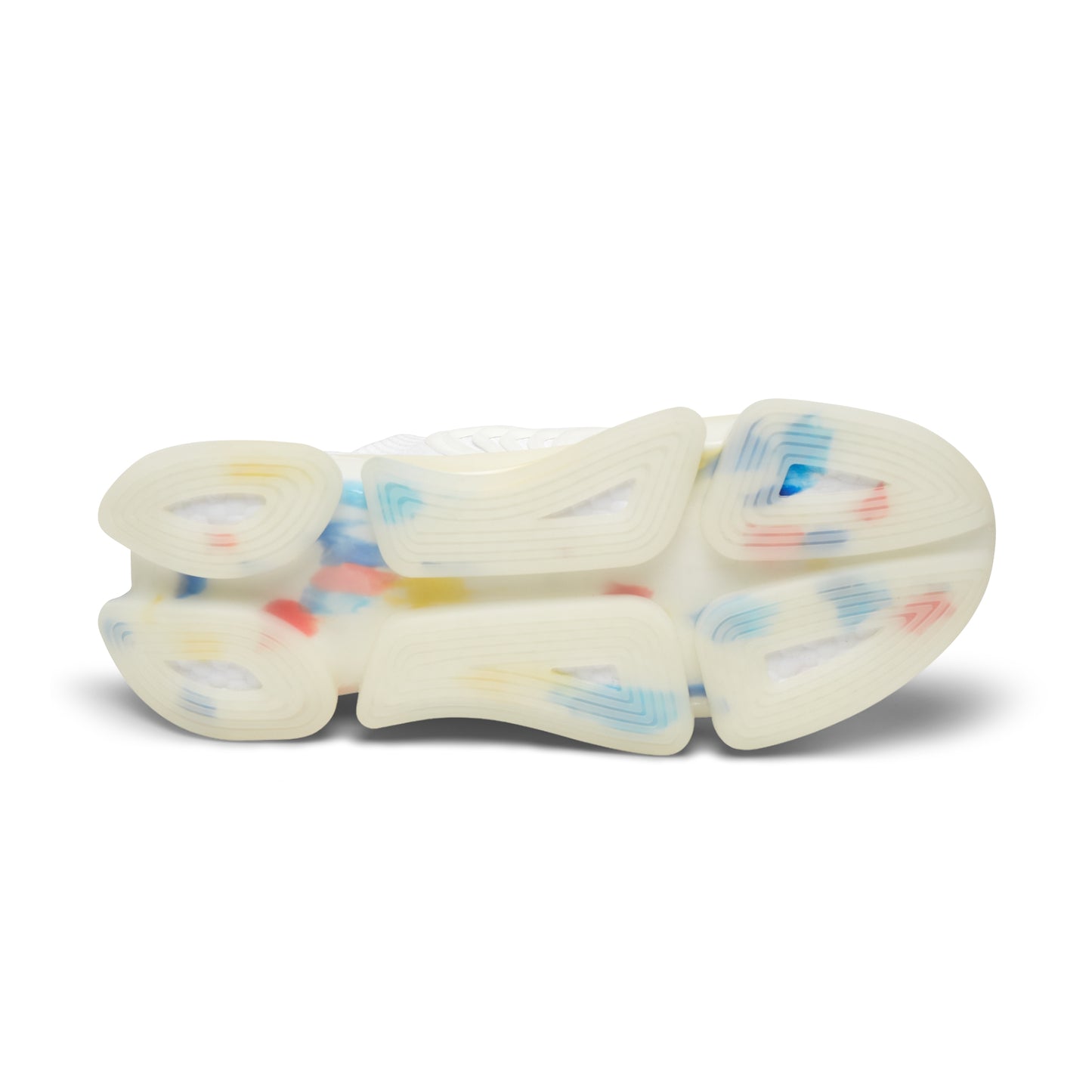 White Shoe with colorful sole on a white background