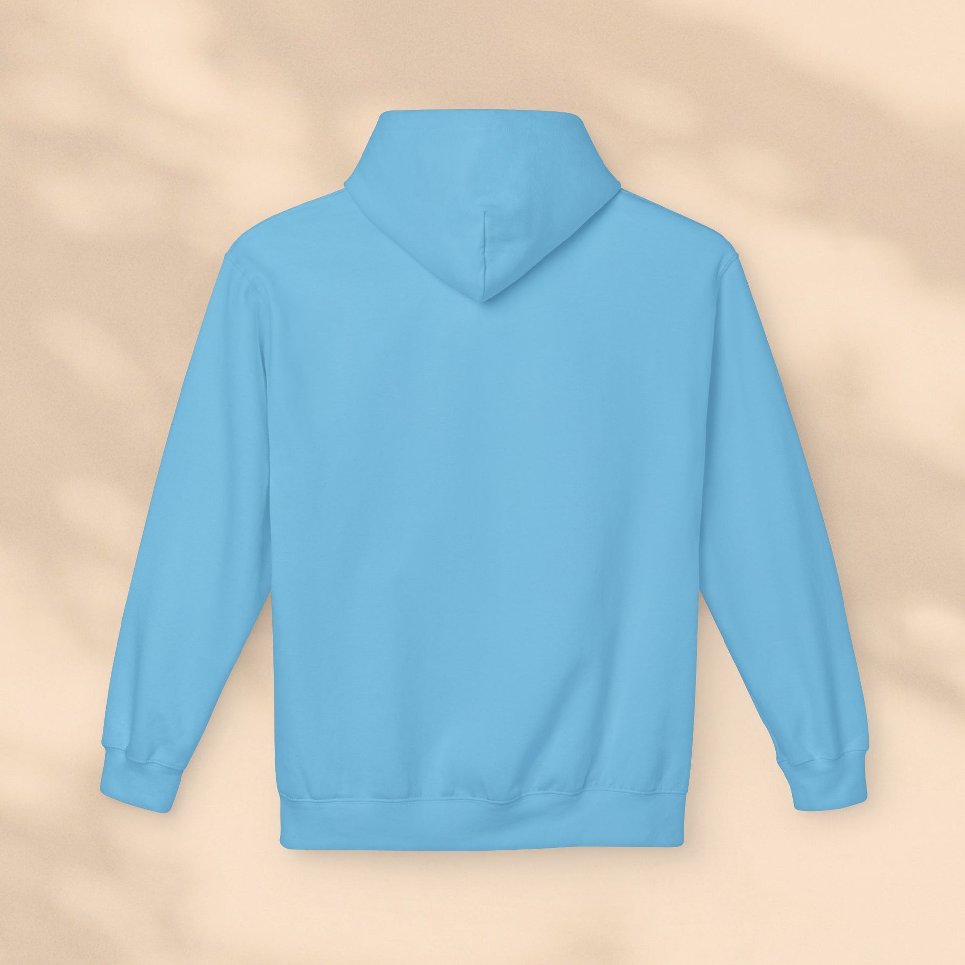 Flat lay rear view of blue Soft & Sleek hoodie