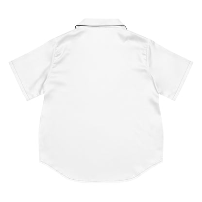 Rear view flat lay of the Soft & Sleek white pyjama shirt showing curved hem and clean seam detailing.