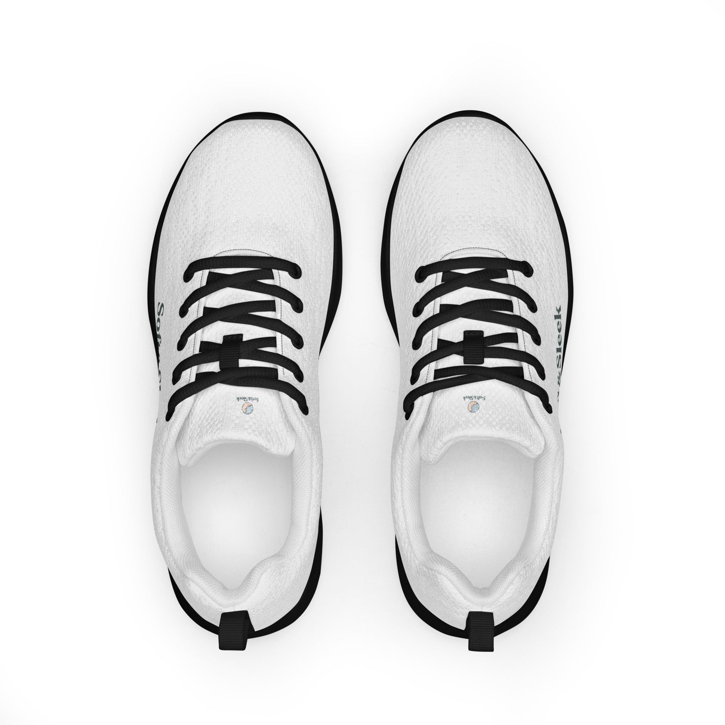 Pair of white Soft & Sleek sneakers with black soles and black laces, angled to show sides.